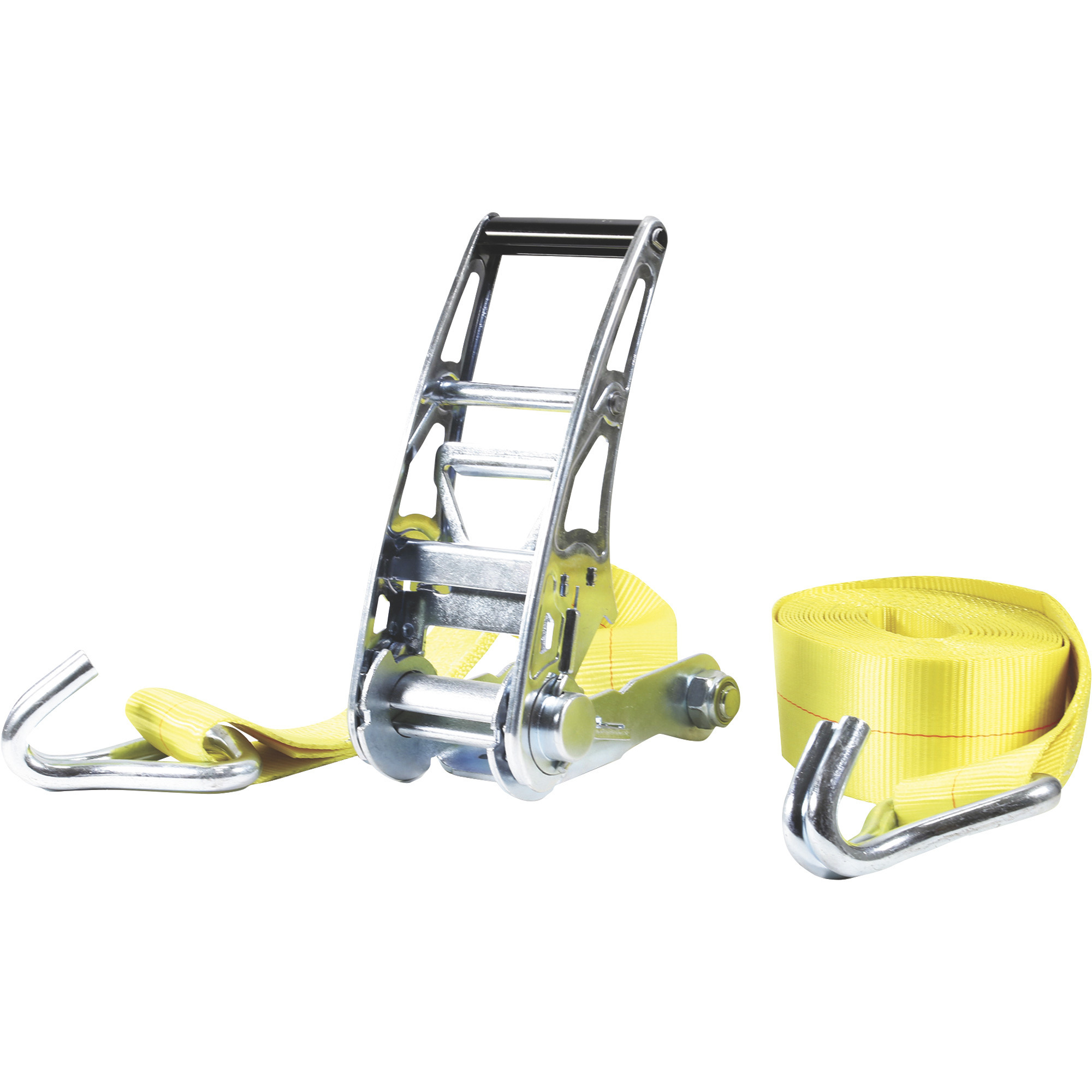 SmartStraps Commercial-Grade Stamped Ratchet Tie-Down Strap, 3in. x 27ft., with J-Hook, 15,000-Lb. Breaking Strength, Yellow, Model# 4517